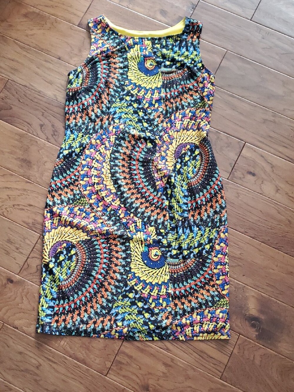 Joseph Ribkoff Graphic Bright Print Sleeveless Glitzy Dress Size 12